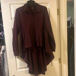a.n.a Women's Deep Burgundy Layered Blouse